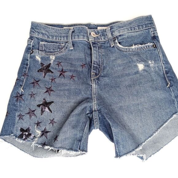 Anthropologie Pilcro and the letterpress slim boyfriend embroidered jean shorts - Picture 1 of 5